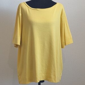 Chico's Bright Yellow Short Sleeve Boatneck Top